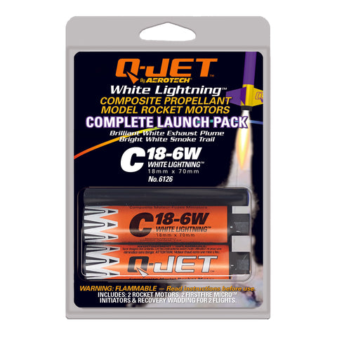 Quest Q-Jet™ C18-6W White Lightning Rocket Motors Value 25-Pack - Q6436