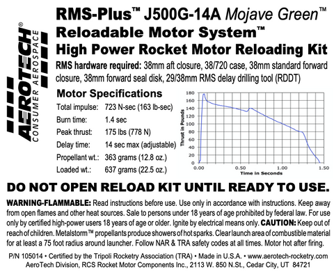 AeroTech J500G-14A RMS-38/720 Reload Kit (1 Pack) - 105014