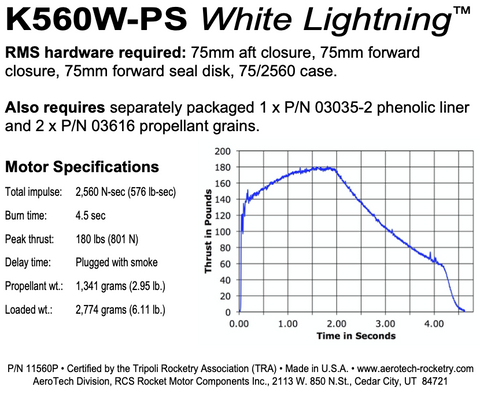 AeroTech K560W-PS RMS-75/2560 Reload Kit (1 Pack) - 11560P