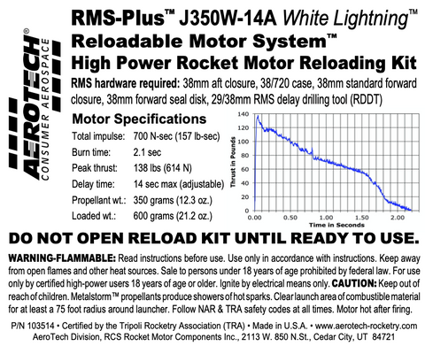 AeroTech J350W-14A RMS-38/720 Reload Kit (1 Pack) - 103514