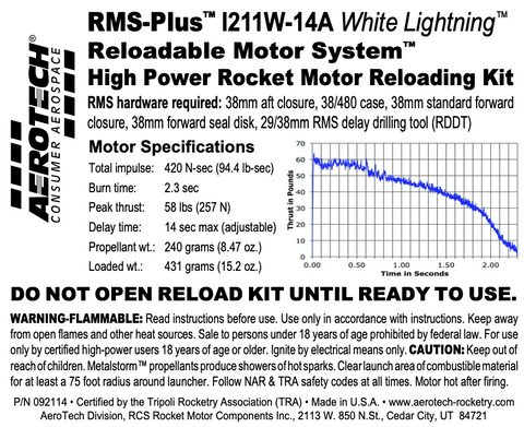 AeroTech I211W-14A RMS-38/480 Reload Kit (1 Pack) - 092114