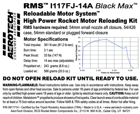 AeroTech I117FJ-14A RMS-54/426 Reload Kit (1 Pack) - 0911714